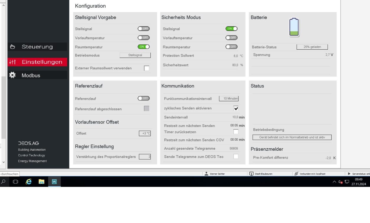 Dashboard mit Statistiken und Einstellungen für eine Softwareanwendung.