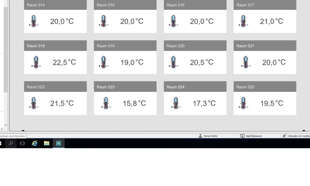 Anzeige Temperatur der Räume